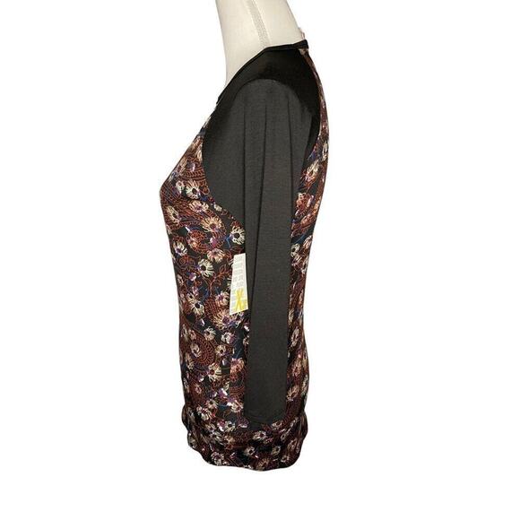 NEW Lularoe Randy XXS Floral Paisley Dandelion Top With Black Sleeves NWT - Picture 3 of 4